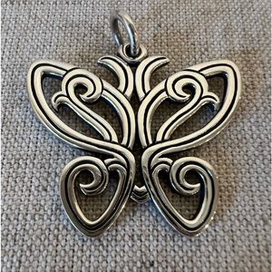 RETIRED-JAMES AVERY LARGE BUTTERFLY LACE PENDANT STERLING SILVER